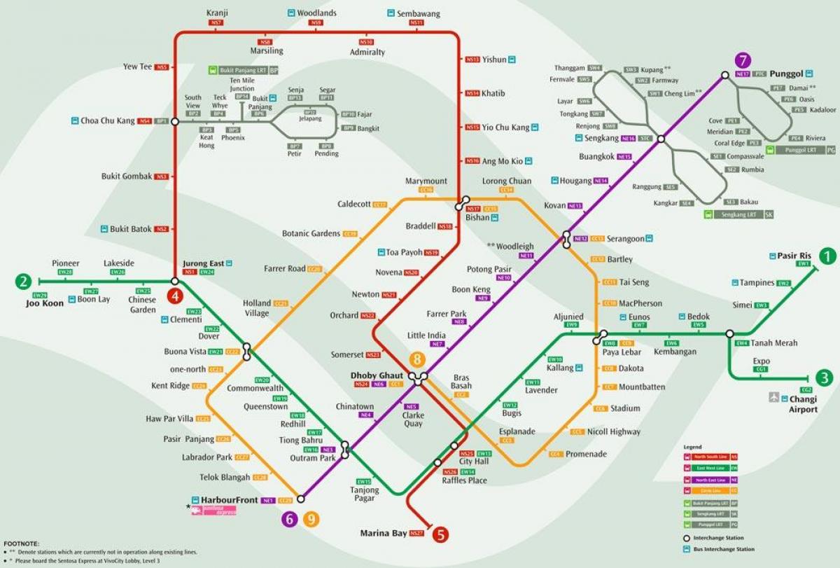 système mrt la carte de Singapour