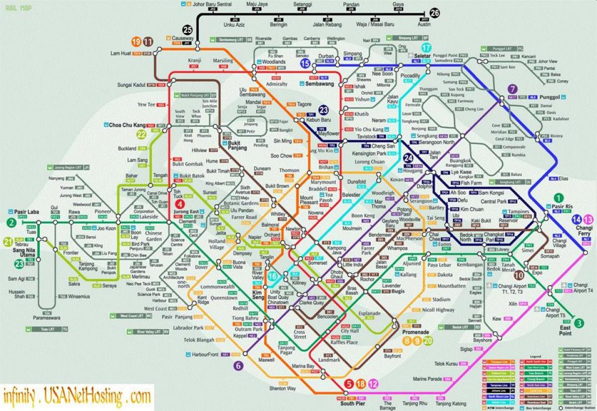 carte de Singapour de transport