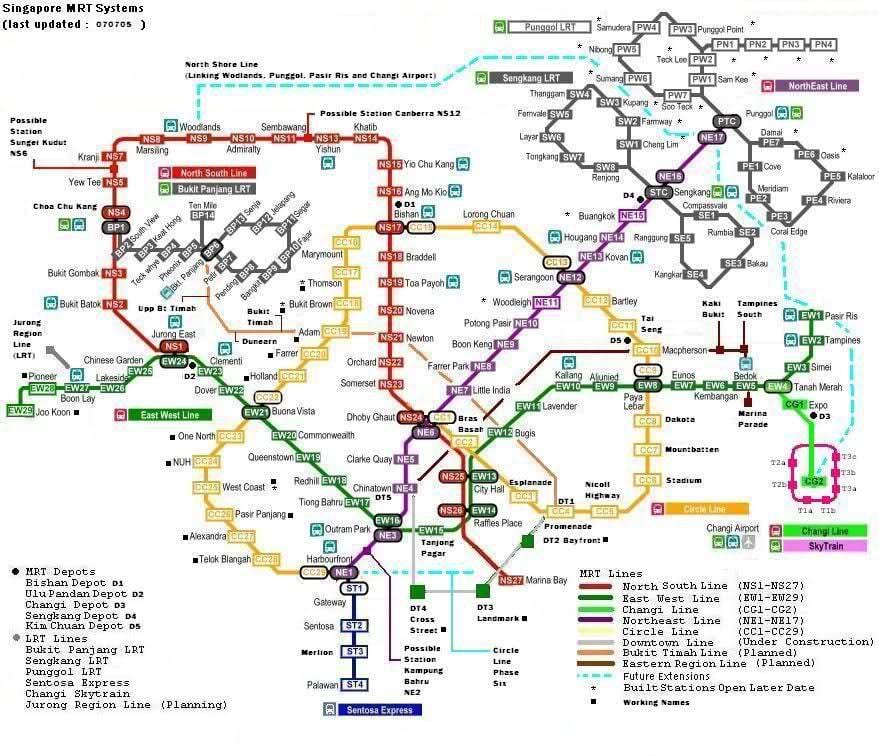 la station de mrt 7 stations de la carte