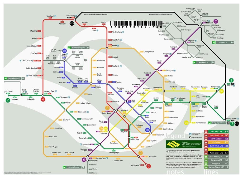 Singapour mrt carte de la ligne