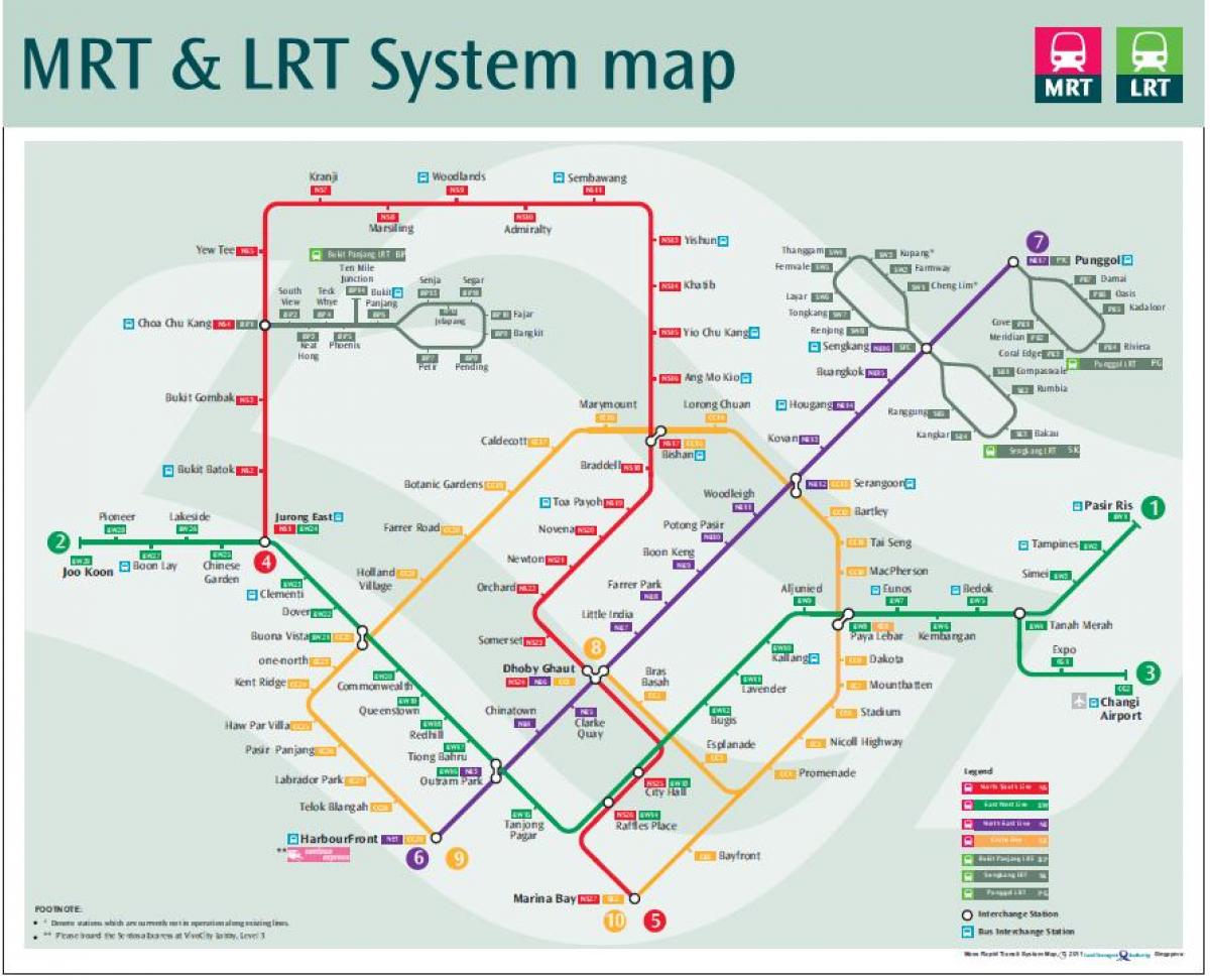lrt la carte de l'itinéraire Singapour