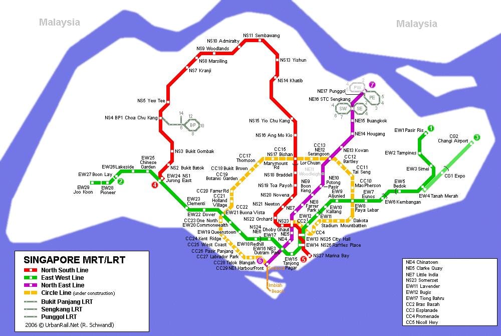 mtr la carte de l'itinéraire Singapour