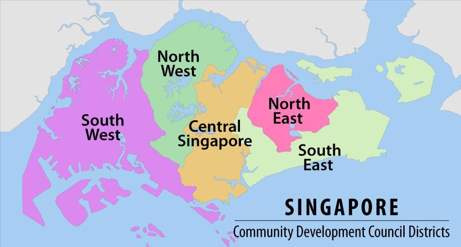carte de la région de Singapour
