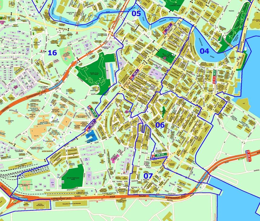 Singapour rue répertoire de la carte