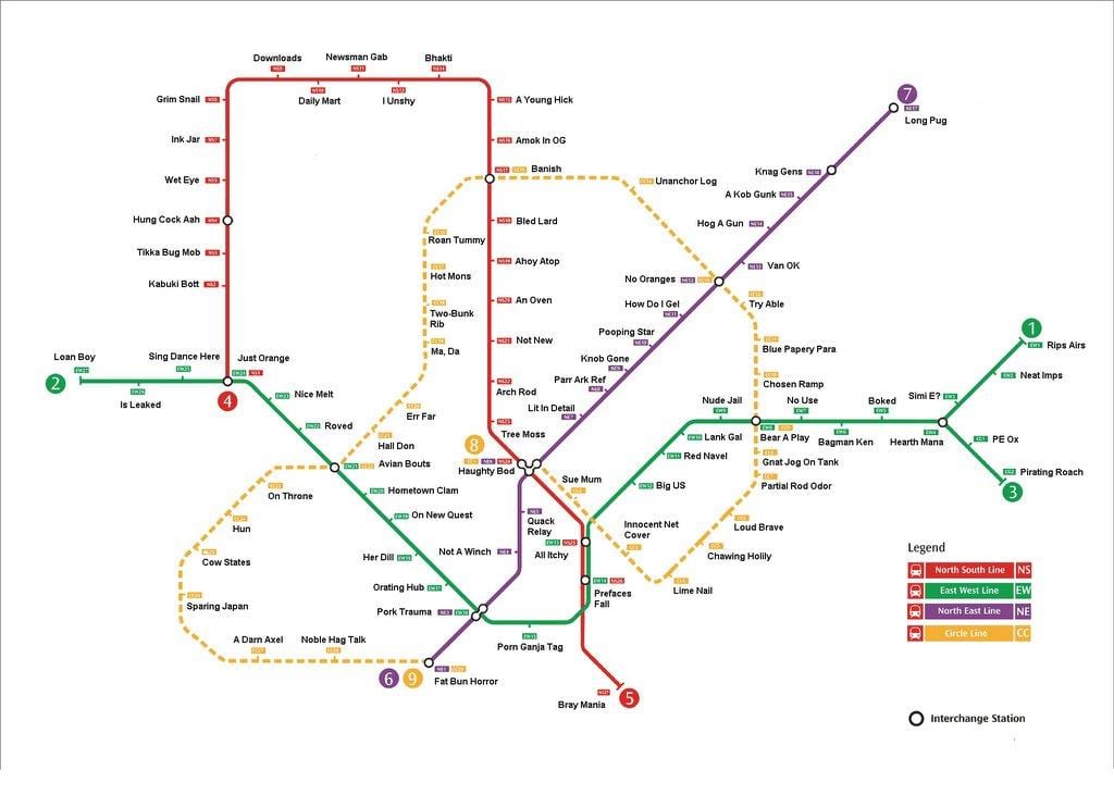 Singapour la station de métro la carte