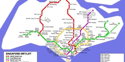 Mtr la carte de l'itinéraire Singapour